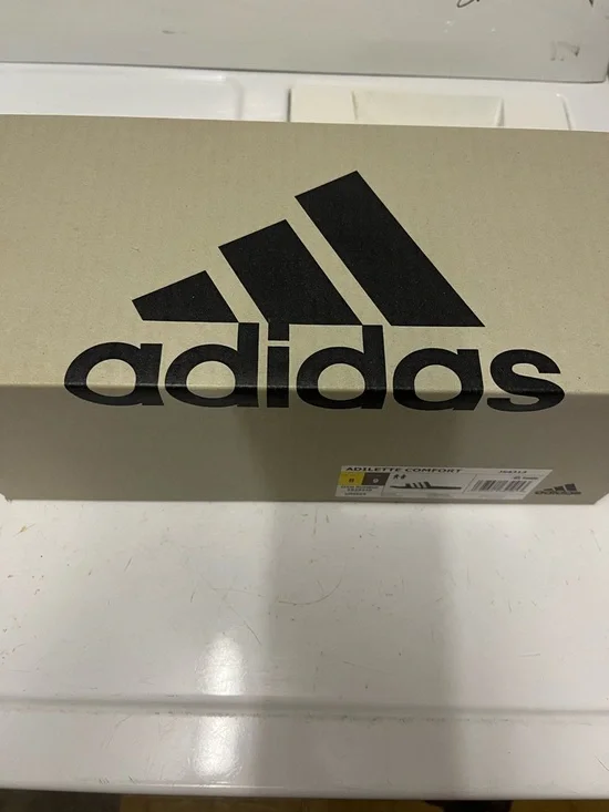 adidas Adilette Comfort Slide in Black and White - Picture 3 of 4